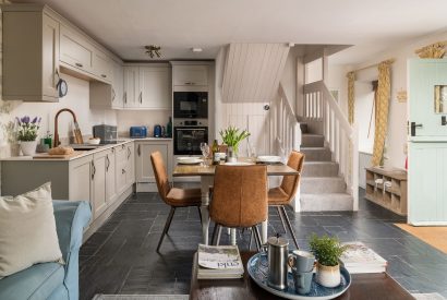 The kitchen and dining room at Cuckoo Cottage, Devon