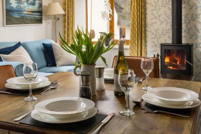 The dining table at Cuckoo Cottage, Devon