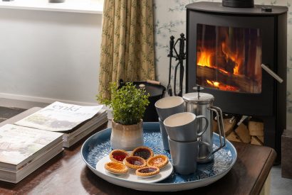The log burner at Cuckoo Cottage, Devon