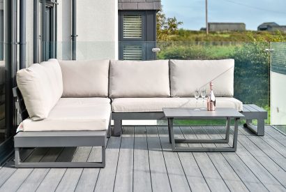 Outdoor seating area at Groeslon, Anglesey