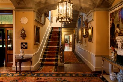 The entrance hall at Broughton Hall, Yorkshire Dales