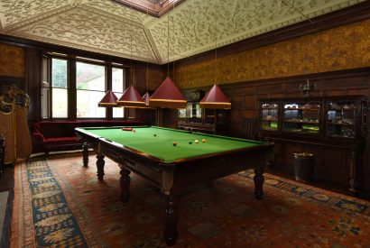 The snooker room at Broughton Hall, Yorkshire Dales