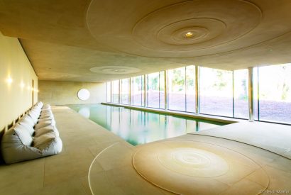 The indoor swimming pool at Broughton Hall, Yorkshire Dales