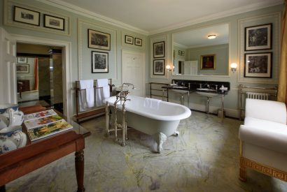 A free standing bath at Broughton Hall, Yorkshire Dales