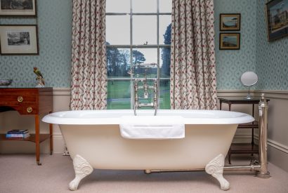 A free standing bath at Broughton Hall, Yorkshire Dales