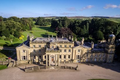Aerial view of Broughton Hall, Yorkshire Dales