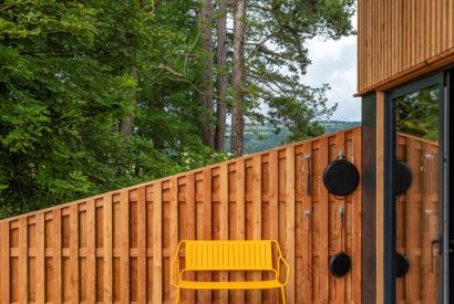 Outdoor seating area at Cedar Lodge, Herefordshire