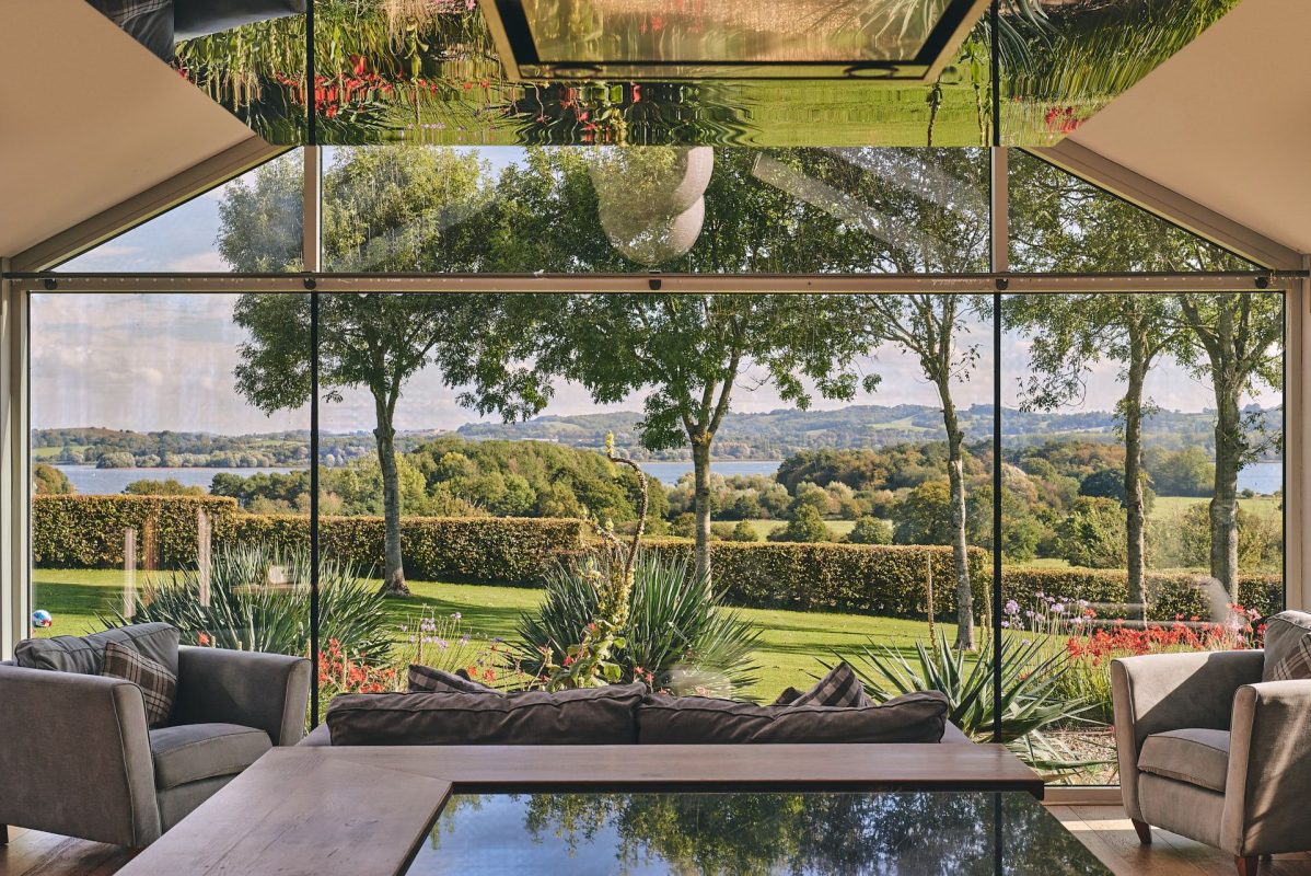 The garden view from Shepherd's Lakeview, Somerset