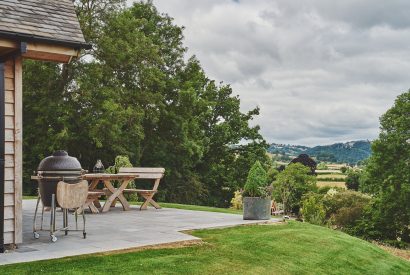 The terrace at Lower Tumble Cottage, Shropshire Hills