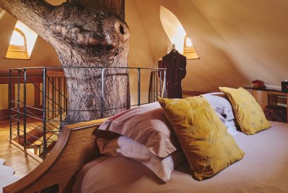 The super king size bedroom at Nature's Nest, Malvern Hills
