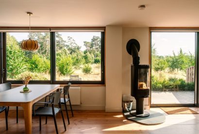 The open plan living area at Amberwood Lodge, Hereforshire