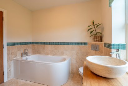 The bath in the shared bathroom at Tinkers Folly, Yorkshire