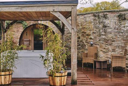The hot tub and sauna  at Victoria Lodge, Welsh Borders