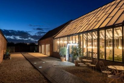The orangary at night at Sherwood Lodge, Sherwood Forest