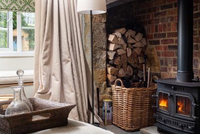 The wood burning stove at Little House, Cotswolds