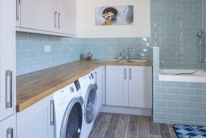 The utility room at Beesands Vista, Devon