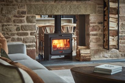 The wood burner at Copeland House, Lake District