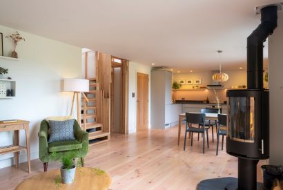 The open plan living area at Amberwood Lodge, Hereforshire