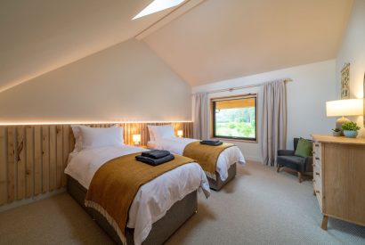 The twin bedroom at Amberwood Lodge, Hereforshire