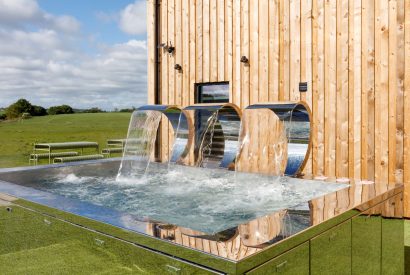 The hot tub at Penelope's Tower, Wiltshire