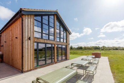 Outdoor seating at Penelope's Tower, Wiltshire