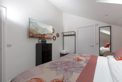 Super-king size bedroom at Penelope's Tower, Wiltshire