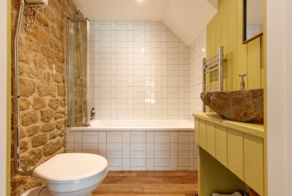 A bathroom at Penelope's Tower, Wiltshire