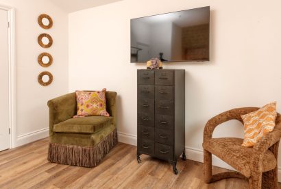 Seating area at Penelope's Tower, Wiltshire