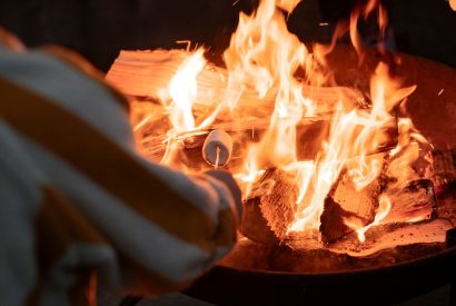 The fire pit at Brackenfell Lodge, Herefordshire
