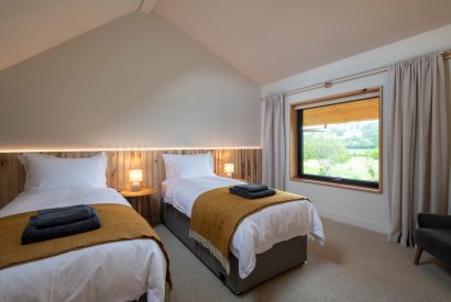 The twin bedroom at Cedar Lodge, Herefordshire