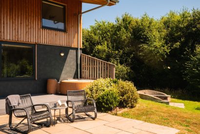 Outdoor seating area at Brackenfell Lodge, Herefordshire