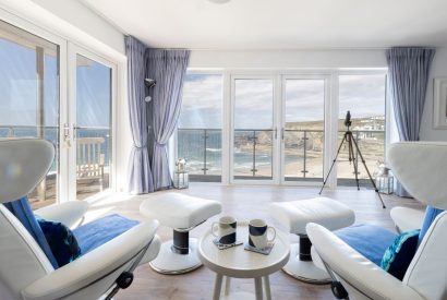 The lounge at Tides Edge, Cornwall