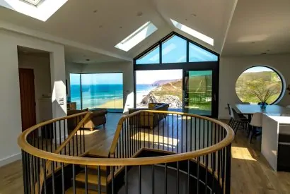 The spiral staircase at Aurora Skies, Cornwall