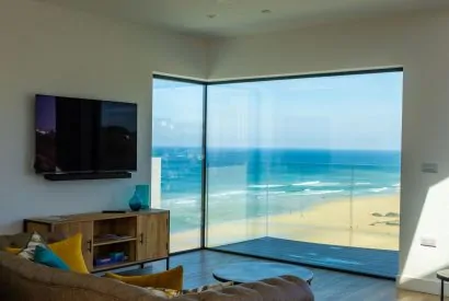 The living room at Aurora Skies, Cornwall