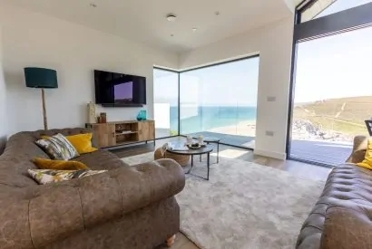 The living room at Aurora Skies, Cornwall