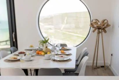 The dining kitchen at Aurora Skies, Cornwall