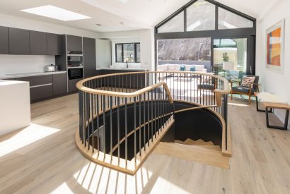 The spiral staircase at Aurora Skies, Cornwall