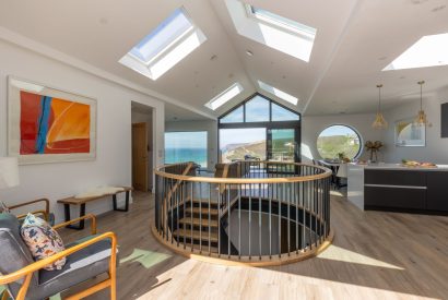 The open plan living space at Aurora Skies, Cornwall