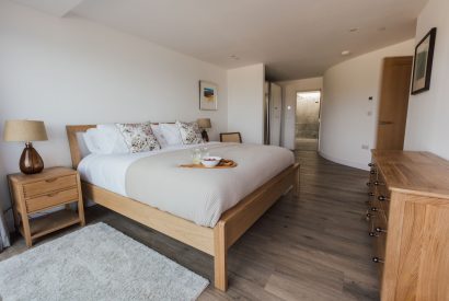 A super king sized bedroom at Aurora Skies, Cornwall
