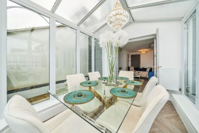 The dining space at Azure Escape, Cornwall