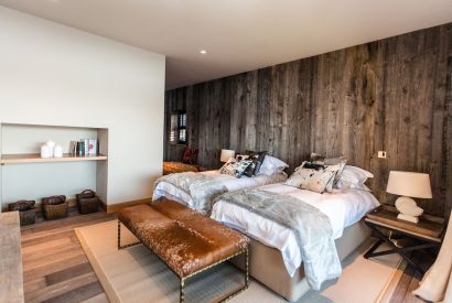 A twin bedroom at Lake View Lodge, Lake District