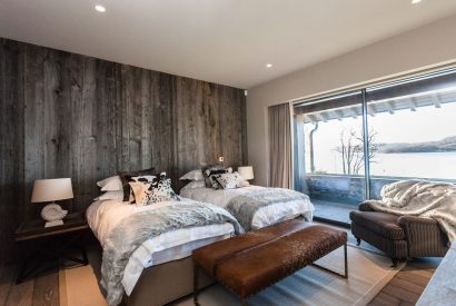 A twin bedroom at Lake View Lodge, Lake District