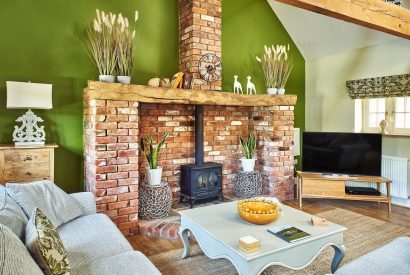 The log burner at The Luxury Barn, Peak District