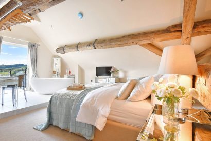 The master bedroom at Horseshoe House, Peak District