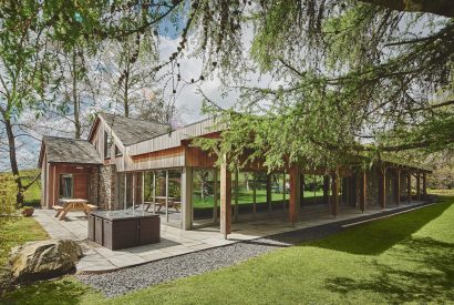 The exterior of the spa facilities at Twitchers Cottage, Lake District
