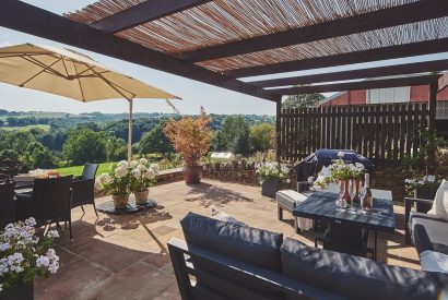 The outdoor dining area at Horseshoe House, Peak District