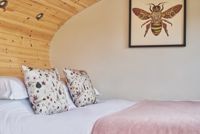 The bed at Peak Cabin, Peak District
