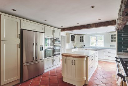 The kitchen with island at Heron House, Peak District