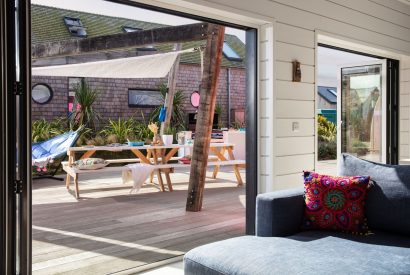 The patio area at Duna, Cornwall