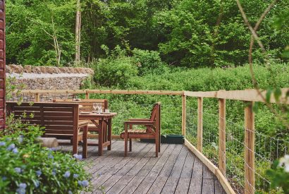 The patio at The Round, Devon